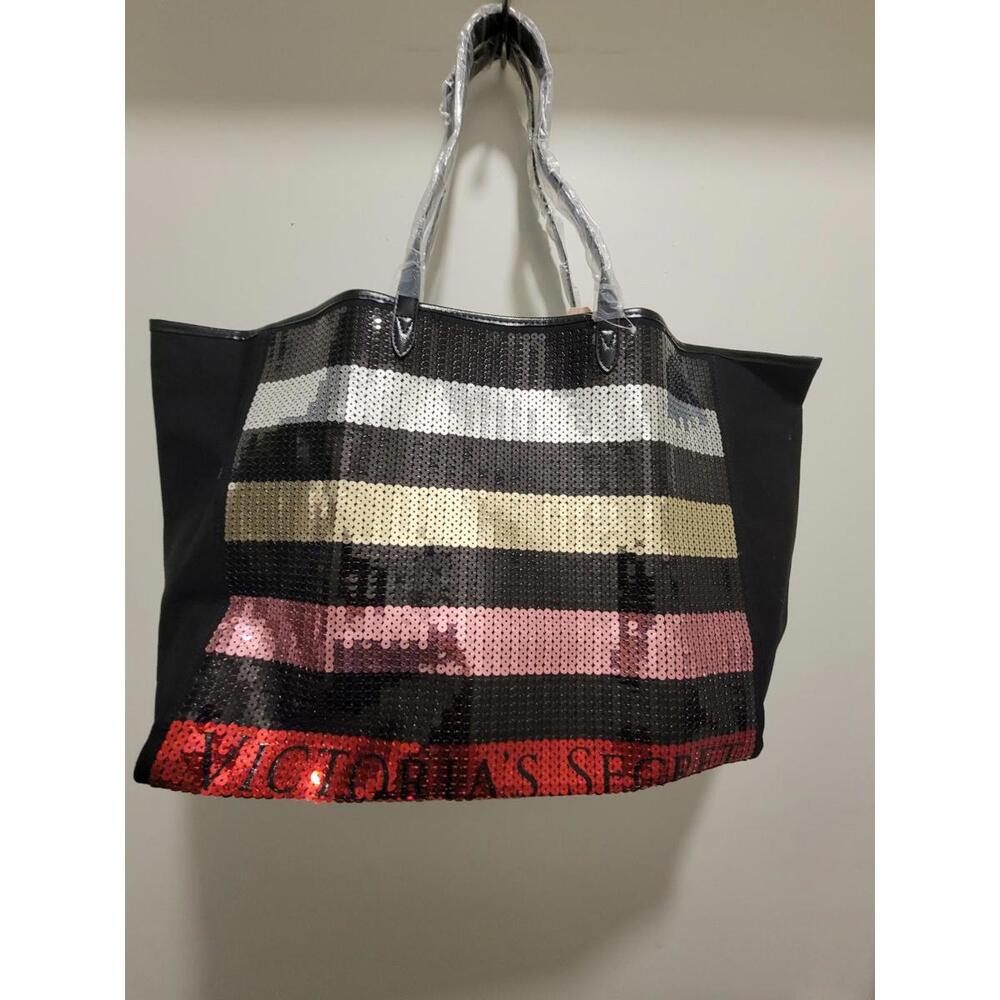 Victoria’s Secret NWT Tote Bag – Stylish Pink & White Canvas Travel Tote